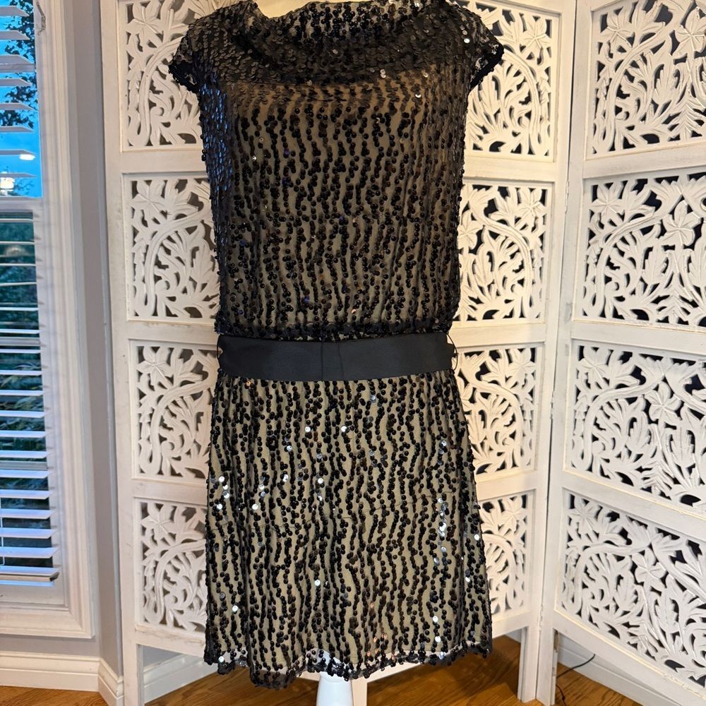 NWT Laundry by Design Black Sequin Gown Sz 10